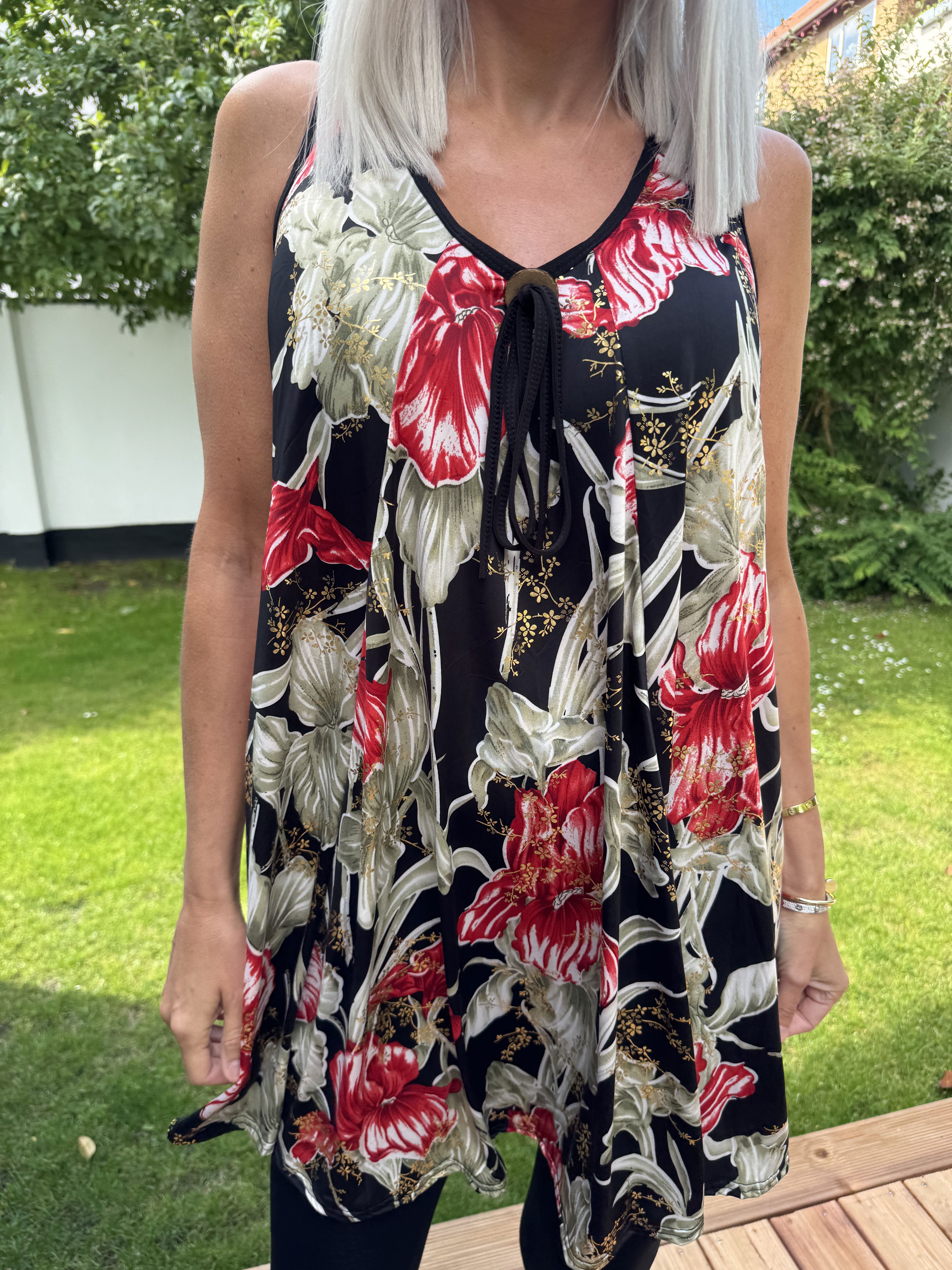 Palma Spring - Lang mønstret tunika i elastisk stof